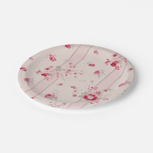 Vintag rosa Blüte Pappteller (Schrägansicht)