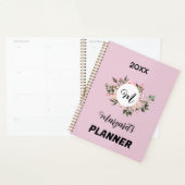 Vintag rosa Blütenblüte mit Monogramm und Text Planer (Anzeige)