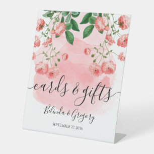 Vintag rosa Botanische Hochzeitskarten mit Blumenm Sockelschild