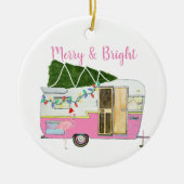 Vintag rosa Camping Keramik Ornament (Vorne)