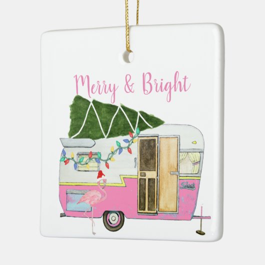 Vintag rosa Camping Keramikornament (Links)