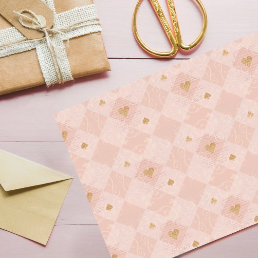 Vintag rosa Checkerboard & Playing Card Anzug Seidenpapier