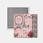 Vintag-Rosa-Collage Magnet (Vorderseite/Rückseite)