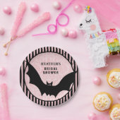Vintag rosa Damask | Halloween-Bat-Brautparty Pappteller (Party)