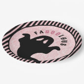 Vintag rosa Damask | Halloween Ghost | FABOLOS Pappteller (Schrägansicht)