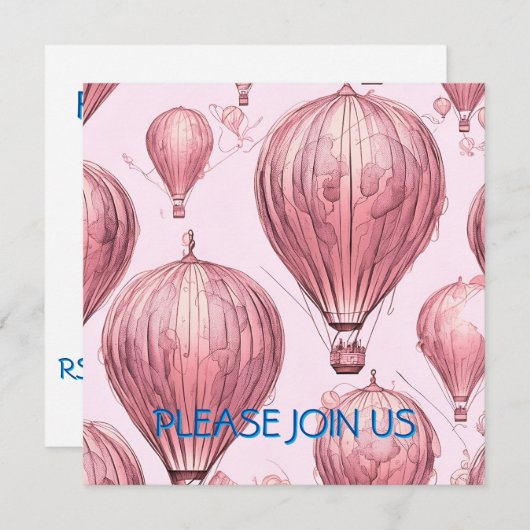 Vintag rosa einladung (Vorne/Hinten)