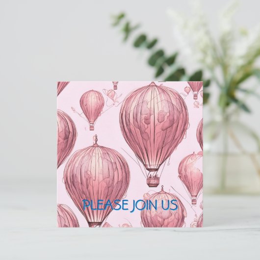 Vintag rosa einladung (Stehend Vorderseite)