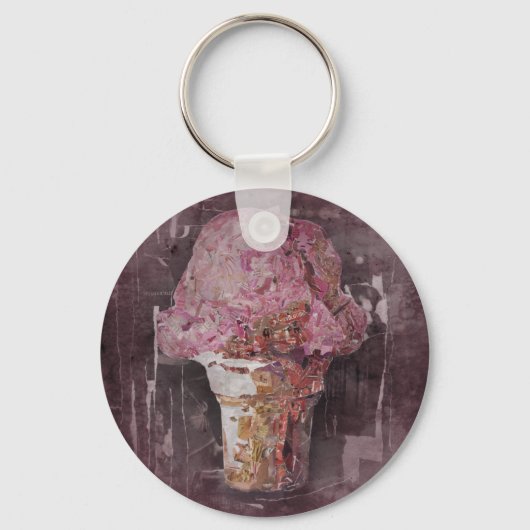 Vintag rosa Eiscreme Schlüsselanhänger (Vorderseite)