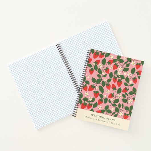 Vintag-Rosa-Erdbeeren-Personalisierte Hochzeitsplä Notizblock (Innenseite)