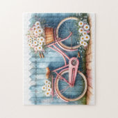 Vintag rosa Fahrrad mit Daisis Puzzle (Vertikal)