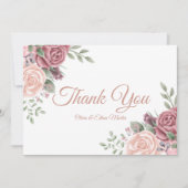Vintag rosa Farbflora Dankeskarte (Vorderseite)