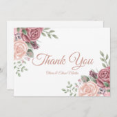 Vintag rosa Farbflora Dankeskarte (Vorne/Hinten)