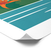 Vintag rosa Flamingo am Strand Poster (Ecke)