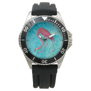 Vintag rosa Flamingo Armbanduhr
