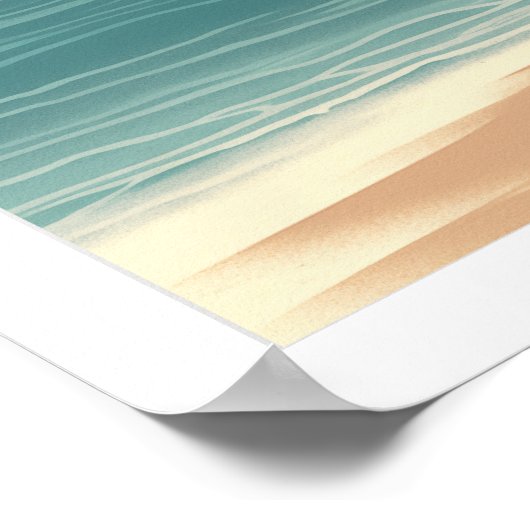 Vintag rosa Flamingo auf Beach Poster (Ecke)