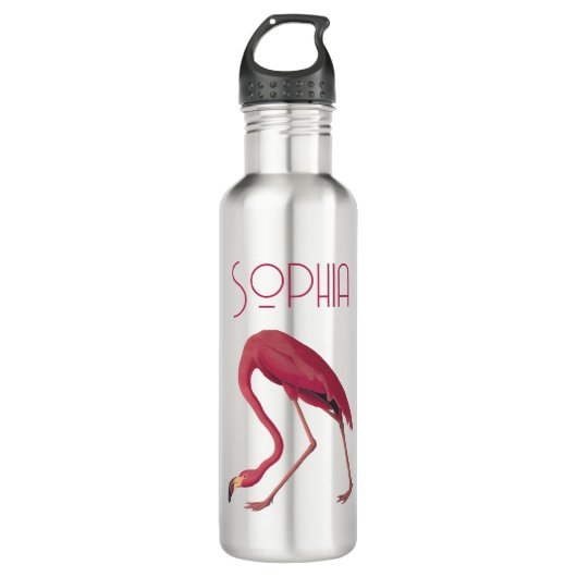 Vintag rosa Flamingo Edelstahlflasche (Vorderseite)