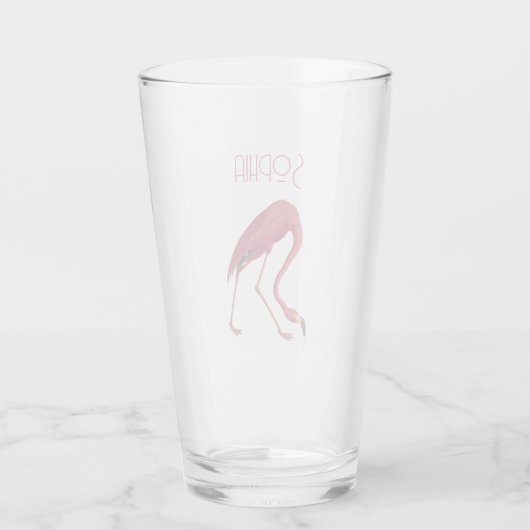Vintag rosa Flamingo Glas (Rückseite)