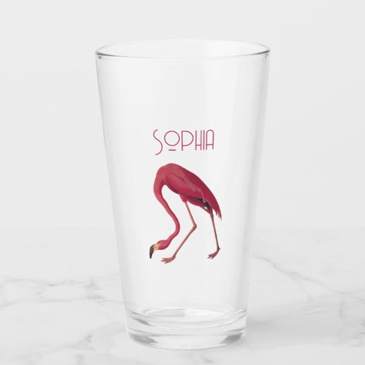 Vintag rosa Flamingo Glas (Vorderseite)