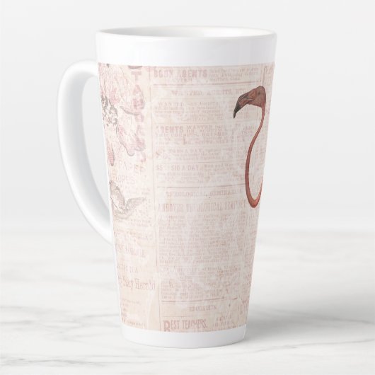 Vintag rosa Flamingo  Milchtasse (Linke Ecke)