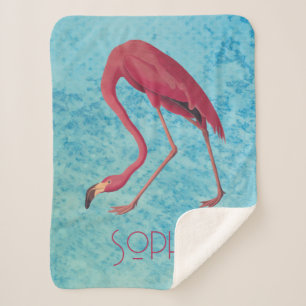 Vintag rosa Flamingo Sherpadecke