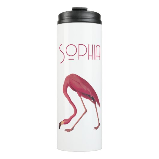 Vintag rosa Flamingo Thermosbecher (Vorderseite)