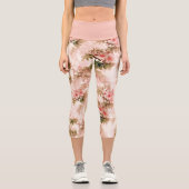 Vintag-Rosa-Flora-Yoga-Übungen Capri Leggings (Vorderseite)