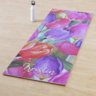 Vintag rosa Floral Yogamatte