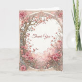 Vintag rosa florale Jugendstil Dankeskarte (Vorderseite)