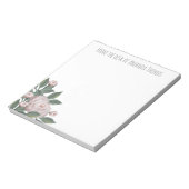 Vintag rosa florale Rose Modern Notizblock (Rotiert)