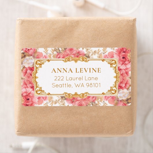 Vintag rosa floralromantischer Goldrahmen (Insitu)