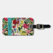 Vintag-rosa-florbeige-Muster Gepäckanhänger (Vorderseite horizontal)