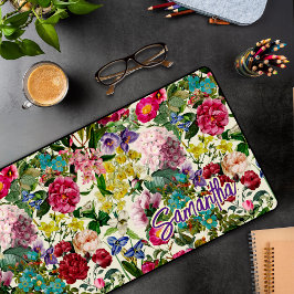 Vintag-rosa-florbeige-Muster Schreibtischunterlage