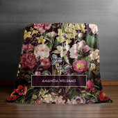 Vintag-rosa-florenschwarzes Muster Fleecedecke