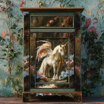 Vintag rosa Flügelwald Unicorn Decoupage Seidenpapier<br><div class="desc">Dieses Vintag inspiriert Gewebepapier zeichnet sich durch ein zauberhaft rosa geflügtes Einhorn mit einem Einhornhorn aus, Set in einer bezaubernden Waldlandschaft. Weiche Blautöne und rosa Blumen im Vordergrund sorgen für eine märchenhafte Touch, die sich ideal für Entdeckungs-, Upcycling- oder kreative Handwerksprojekte eignet. Perfekt für die Verbesserung der boho Kinderzimmer Möbel...</div>