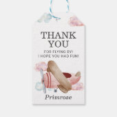 Vintag-rosa-Flugzeug-Pilot Luftfahrt-Gastgeschenk Geschenkanhänger (Rückseite)