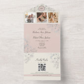 Vintag-Rosa-Foto-Hochzeit All In One Einladung (Innen Boden)