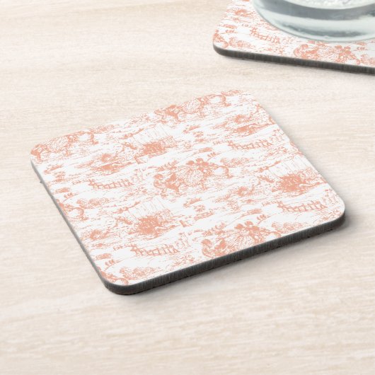 Vintag rosa französische Untersetzer (Linke Seite)