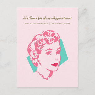 Vintag-rosa-Frau Schönheit Ernennung Erinnerung Postkarte