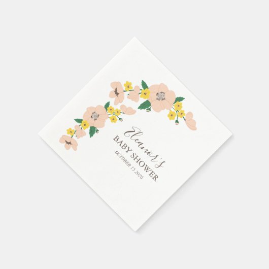 Vintag rosa gelbe Blumendusche Serviette (Ecke)