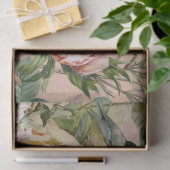 Vintag Rosa Gelbe Rosen Botanische Vögel Seidenpapier (Geschenk)