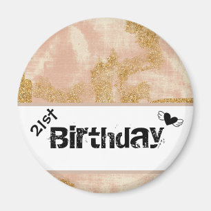 *~* Vintag rosa Goldener Glitzer Golden Distressed Magnet