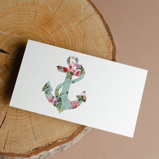 Vintag rosa, grüne Blumenmuster Anker Adressaufkleber