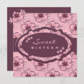 Vintag rosa Hibiskus Einladung (Vorne/Hinten)