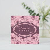 Vintag rosa Hibiskus Einladung (Stehend Vorderseite)