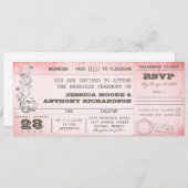 Vintag rosa Hochzeit Boarding Pass Einladungen (Vorne/Hinten)