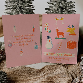 Vintag Rosa Illustriertes Weihnachten Nicht Foto