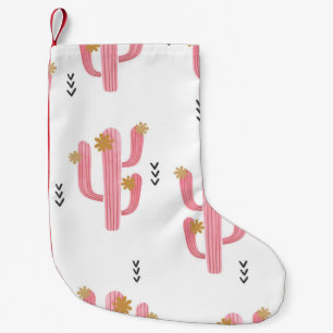 Vintag rosa Kaktus Wasserfarbmuster Kleiner Weihnachtsstrumpf