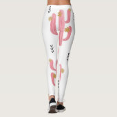 Vintag rosa Kaktus Wasserfarbmuster Leggings (Rückseite)