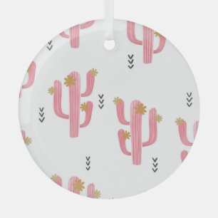 Vintag rosa Kaktus Wasserfarbmuster Ornament Aus Glas