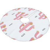 Vintag rosa Kaktus Wasserfarbmuster Polyester Weihnachtsbaumdecke (Schrägansicht)